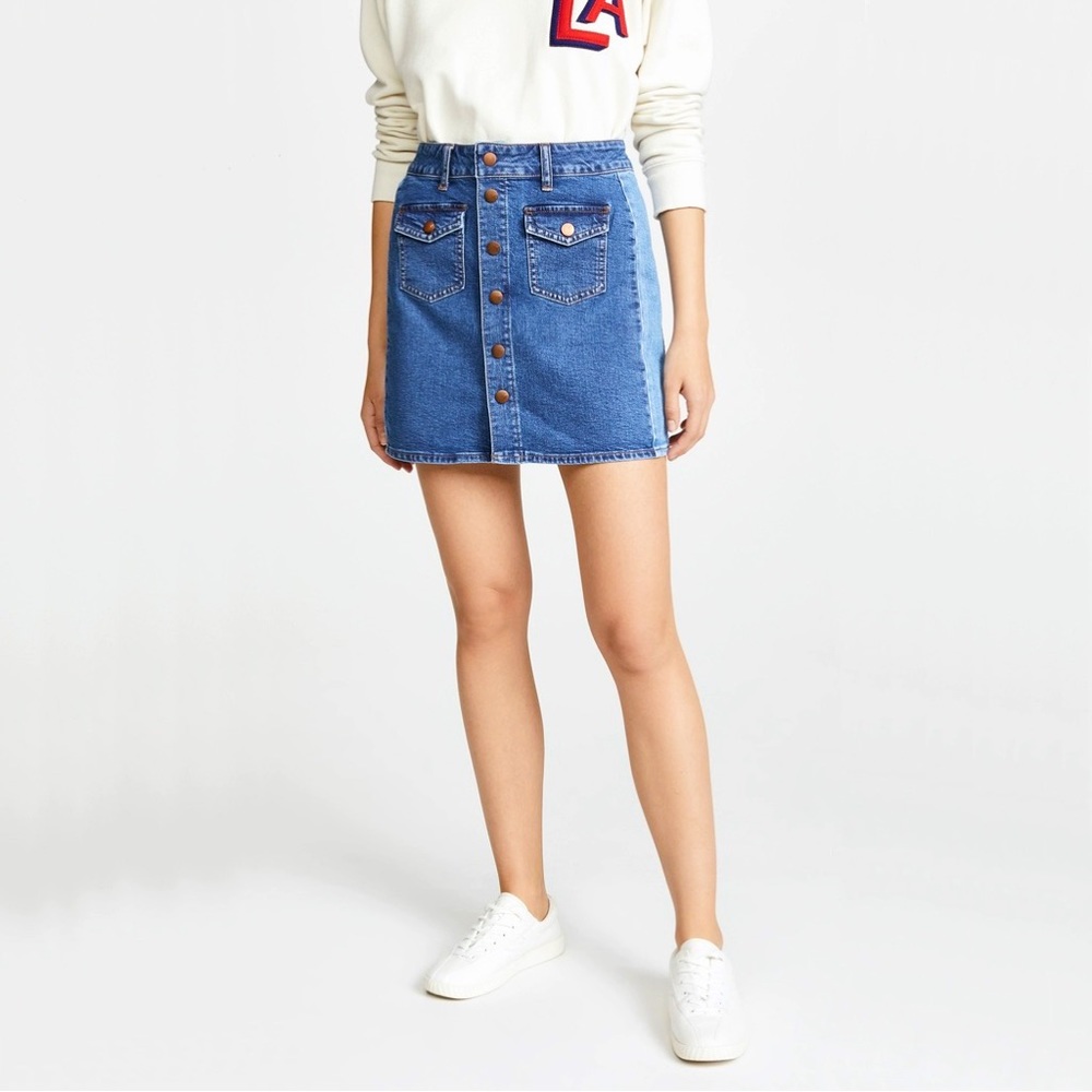 Madewell Stretch Denim Straight Mini Skirt: Pieced Edition Size 25